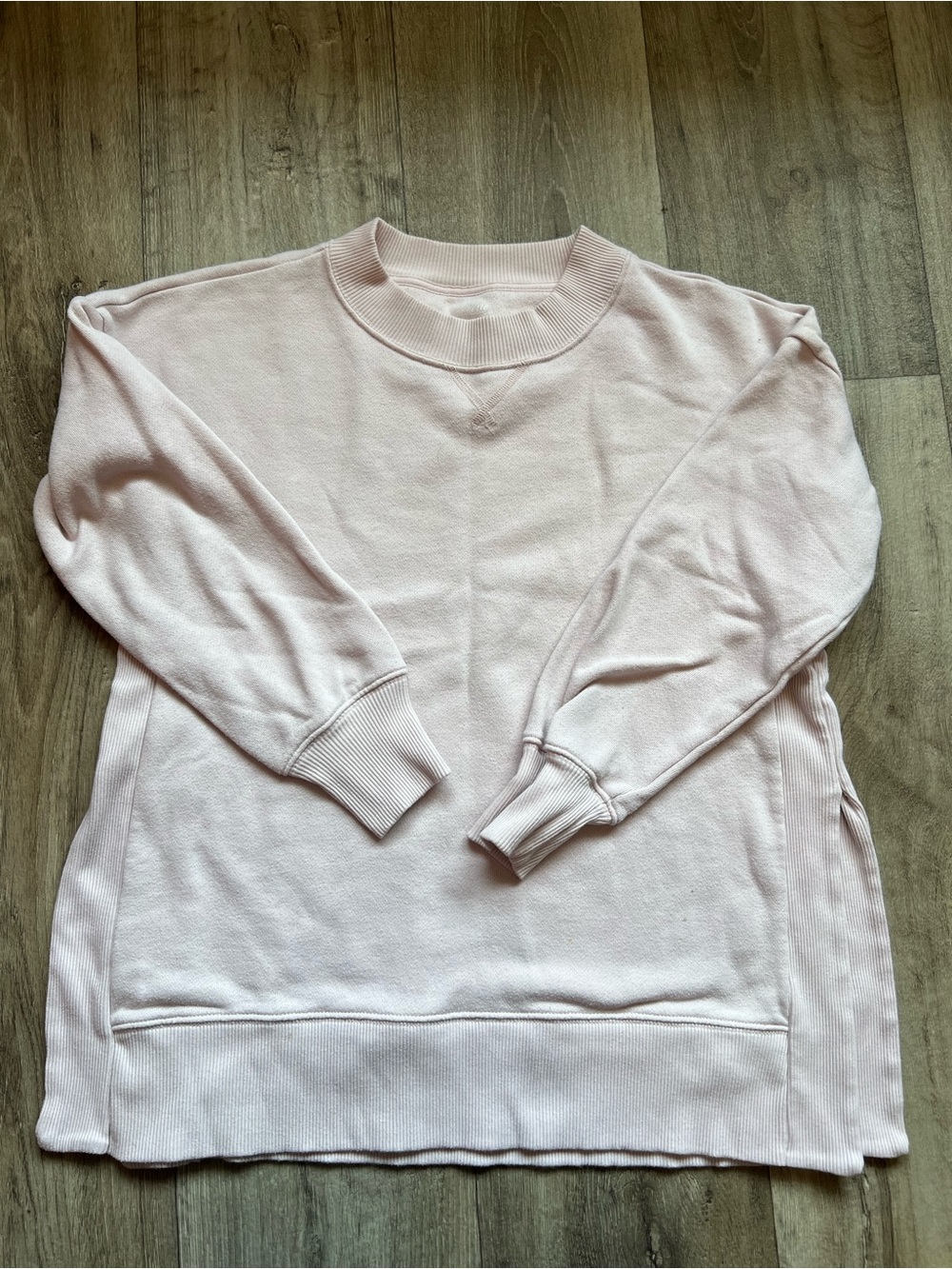 Aerie Chilled Out Oversized Pink Ribbed Side Panel Sweatshirt XS